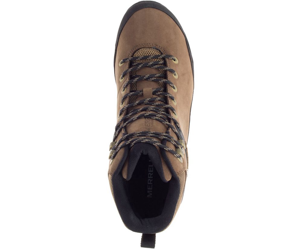 Merrell Hiking Boots Brown/Black - Chameleon 8 Leather Mid Waterproof - Mens 72XFWHLYT